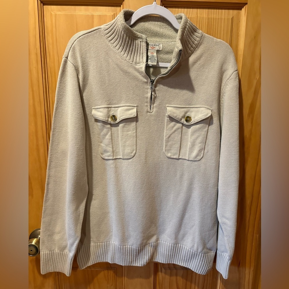 Dockers men's Oatmeal quarter-zip sweater vintage 90-2000’s size L